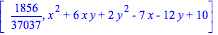 [1856/37037, x^2+6*x*y+2*y^2-7*x-12*y+10]